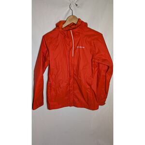 Columbia Youth Hooded Windbreaker Sz L 14/16 Omni tech Orange Reflective Outdoor